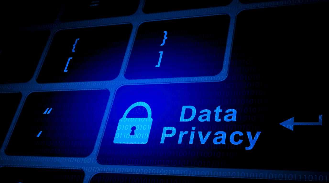 Keyboard key marked with a padlock and the words Data Privacy